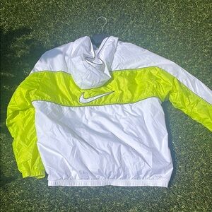 Vintage Nike Mens White and Neon Green Jacket
